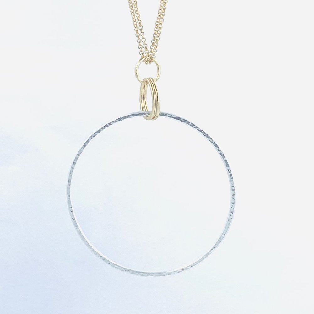 Triple circle necklace - hammered Silver circles